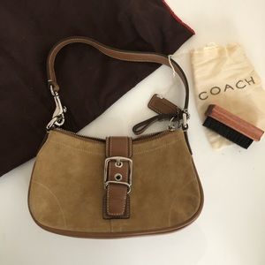 Coach handbag, with suede brush and purse bag